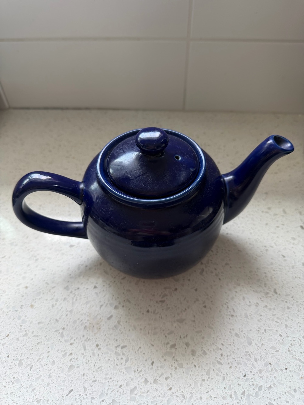 Old Amsterdam Porcelain Works cobalt blue porcelain teapot.